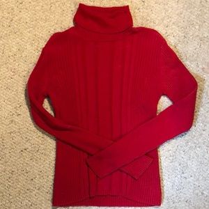 Red long sleeved turtle neck